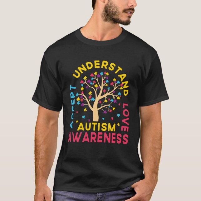 Camiseta Accept Entender Autismo Aconselhamento Quebra-cabe (Frente)