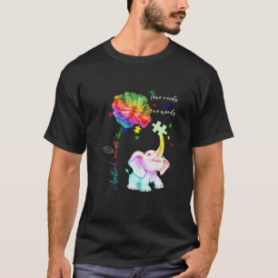 Camiseta Accept Entender Elefante Daisy Quebra-cabeça Autis