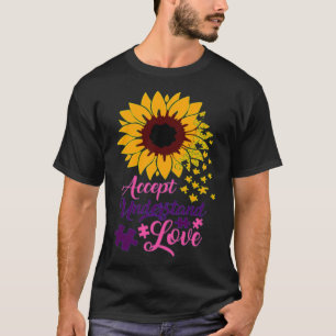 Camiseta Accept Understand Love Autism Support Sunflower
