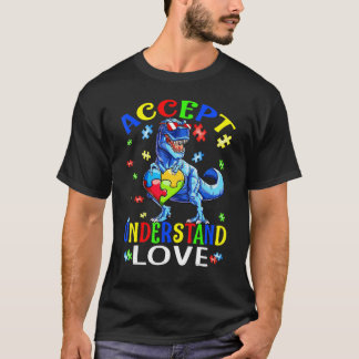 Camiseta Accept Understand Love Dinosaur Everybody Autism A