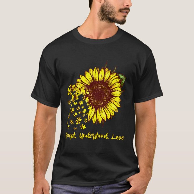 Camiseta Accept Understand Love Sunflower Autism Awareness  (Frente)