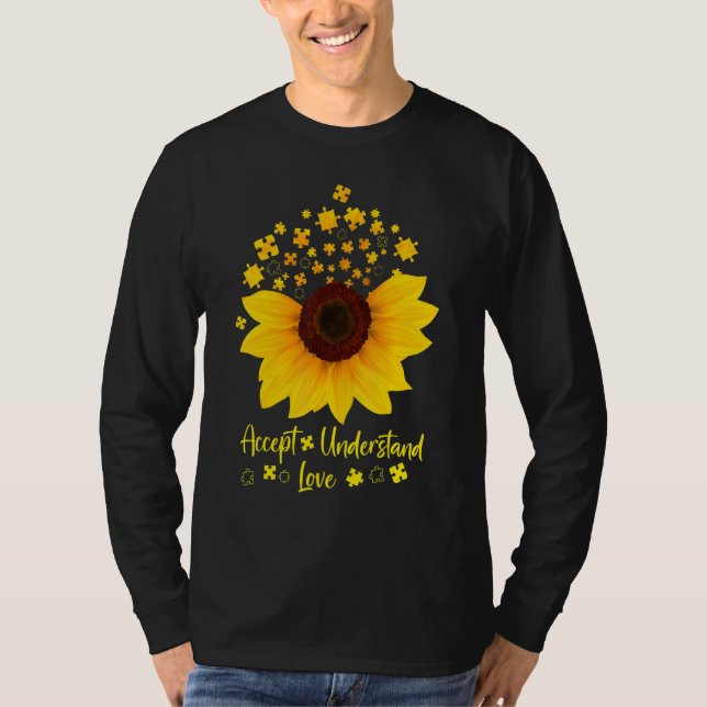 Camiseta Accept Understand Love Sunflower Shirt Autism Awar (Frente)