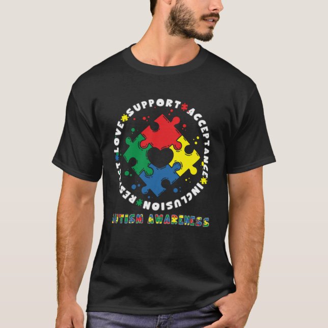 Camiseta Acceptance Inclusion Respect Love Support Autism A (Frente)