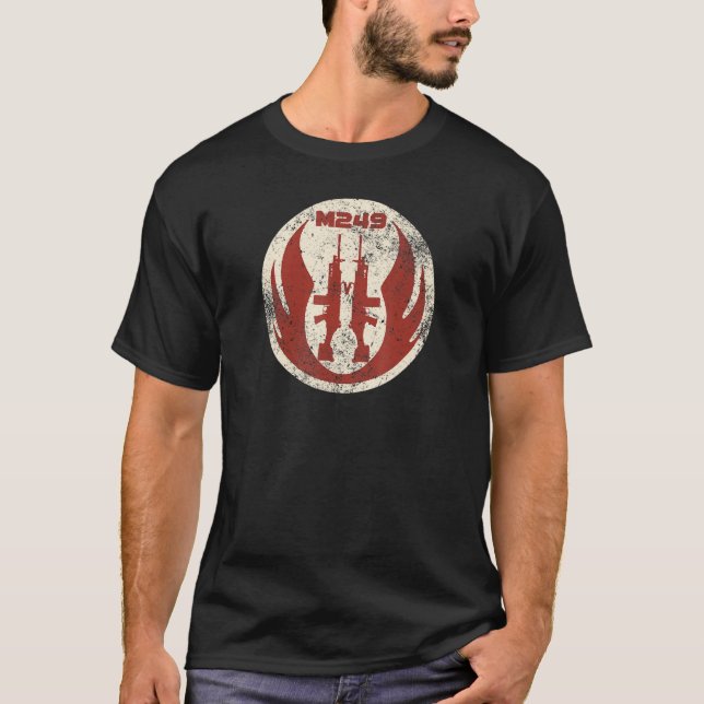 Camiseta Accessórios de Saw M249 Dist Tático de Arma da Máq (Frente)