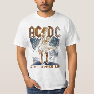 Camiseta acdc rigidamente superior com relâmpago