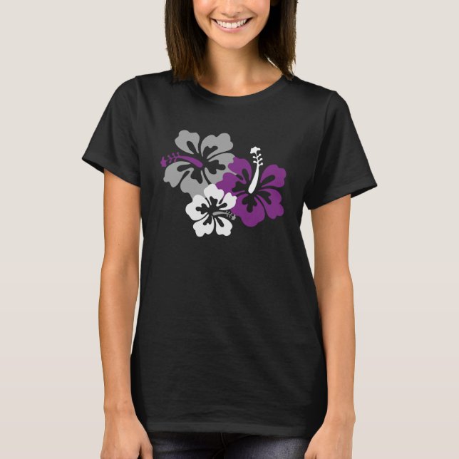 Camiseta Ace Asexual Pride Subtle LGBTQ Hibiscus Flower Gay (Frente)