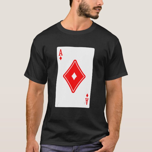 Camiseta Ace De Diamantes Jogos De Cartões De Pôquer Jogand (Frente)