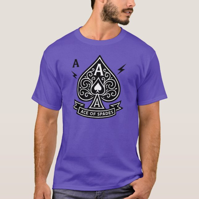 Camiseta Ace Estilizado de Espadas - Emblema de Vetor de Ar (Frente)