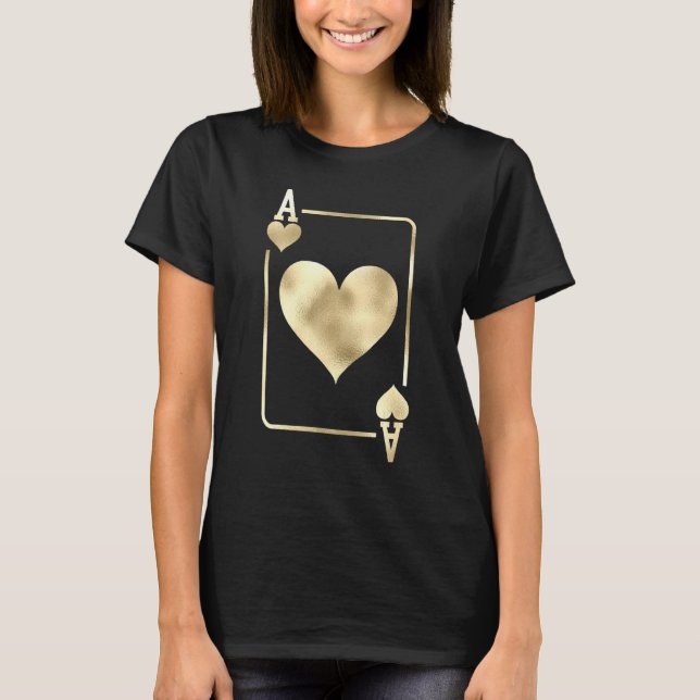 Camiseta Ace Of Hearts Glam Playing Card Halloween Costume (Frente)