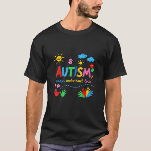 Camiseta Aceitação Autismo Entenda Amor Doodle Colorido
