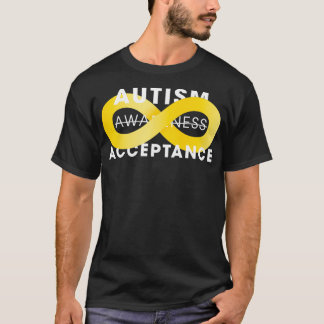 Camiseta Aceitação de Autismo com Infinidade Dourada