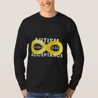 Camiseta Aceitação de Autismo com Infinidade Dourada