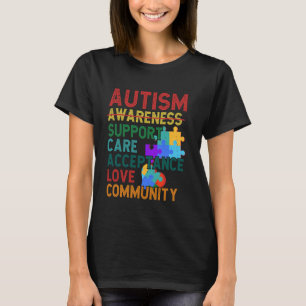 Camiseta Aceitação do Cuidado de Apoio ao Autismo Comunidad