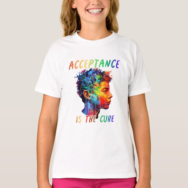 Camiseta Aceitação do espectro autista é a cura (Frente)