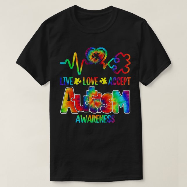 Camiseta Aceitação do Suporte de Consciência do Autismo ao  (Frente do Design)