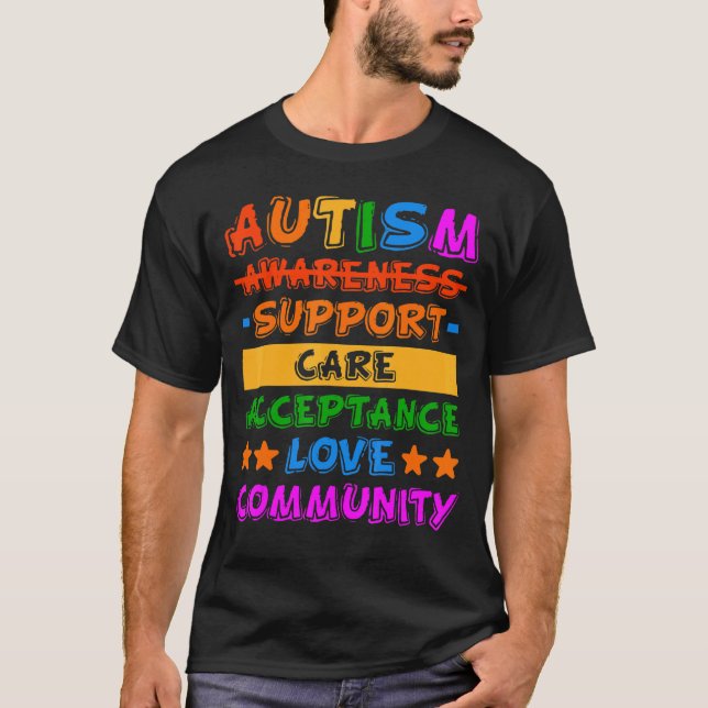 Camiseta Aceitação do suporte de conscientização do Autismo (Frente)