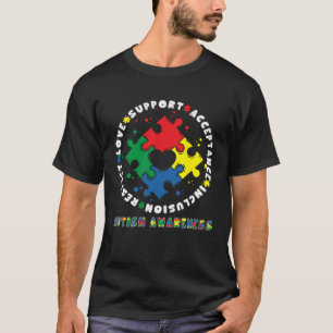 Camiseta Aceitação Inclusão Respeito Amor Apoio Autismo A