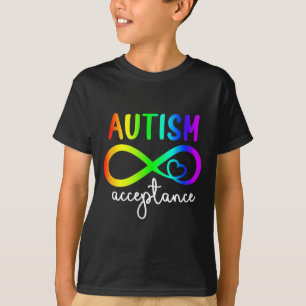 Camiseta Aceitação Infinito Autismo Cardíaco Mês de Consciê