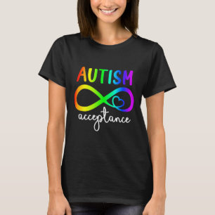 Camiseta Aceitação Infinito Autismo Cardíaco Mês de Consciê