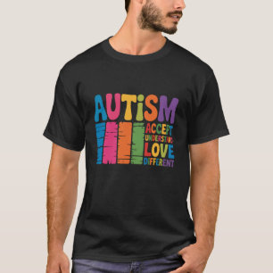 Camiseta Aceitação Retro Groovy Autismo Diferente Compreens