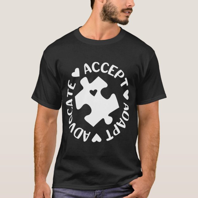 Camiseta Aceitar Adaptar Advocate Quebra-cabeça Piece Aware (Frente)