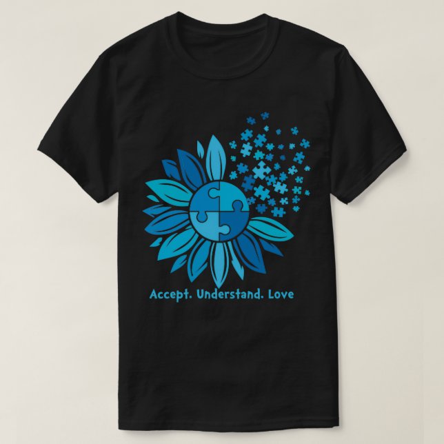 Camiseta Aceitar Amor Compreender Autismo Sensibilização 4 (Frente do Design)