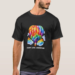 Camiseta Aceitar Amor Entender Autismo Balão de Ar Quente