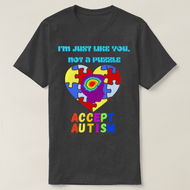 Camiseta Aceitar Autism Blue Im como você (Frente do Design)