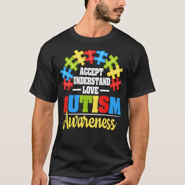 Camiseta Aceitar Compreender a Consciência do Autismo do Am (Frente)