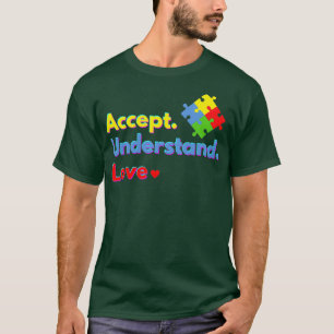 Camiseta Aceitar Compreender Design de Consciência do Autis