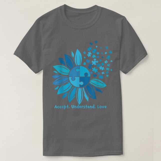 Camiseta Aceitar Compreender O Amor Autismo Girassol Sensib (Frente do Design)