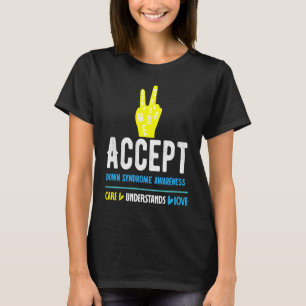 Camiseta Aceitar Cuidados Compreensão Amor Síndrome de Down