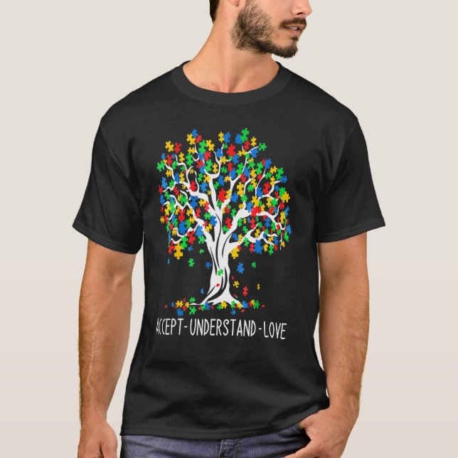 Camiseta Aceitar Entender Amar Árvore Vida Conscientização  (Frente)