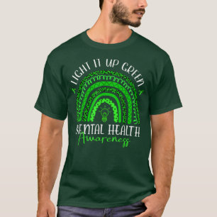 Camiseta Acenda-A Com Consciência Mental Verde Arco-Íris 