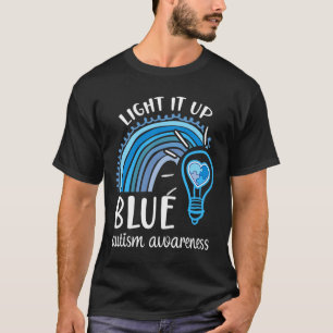 Camiseta Acenda Azul Autismo Sensibilização Mês Arco-Íris P