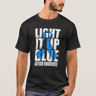 Camiseta Acenda em Azul Autismo Eu Uso Azul Para a Conscien