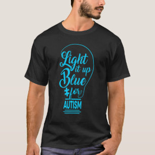 Camiseta Acenda em Azul Conscientização do Autismo Peça do