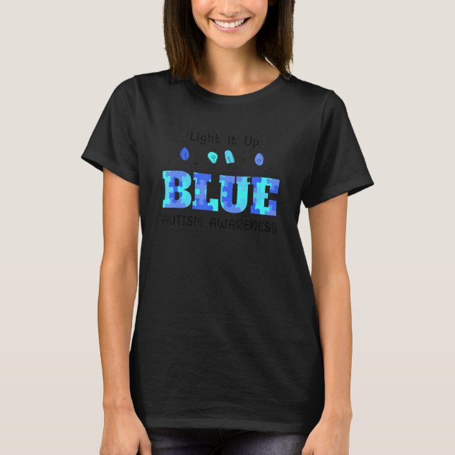 Camiseta Acenda-O Autismo Azul Autismo Sensibilização Autis (Frente)