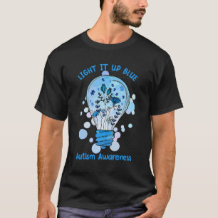 Camiseta Acenda-O Autismo Azul Eu Visto Azul Para A Consciê
