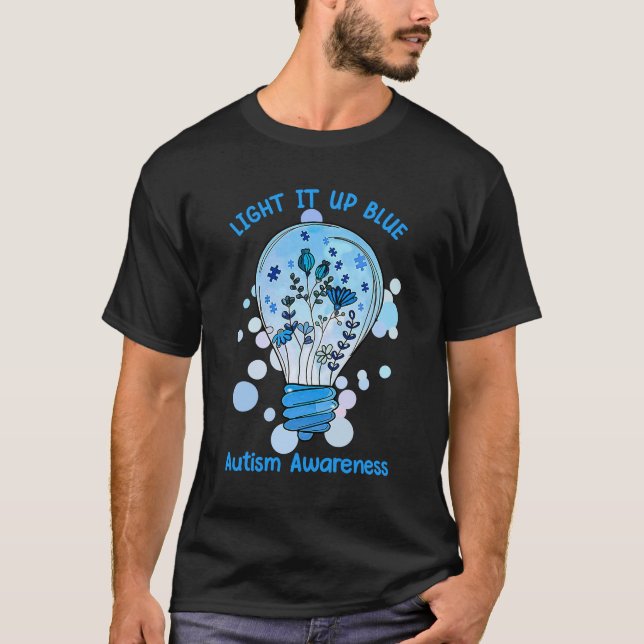 Camiseta Acenda-O Autismo Azul Eu Visto Azul Para A Consciê (Frente)