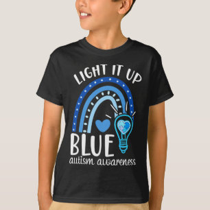 Camiseta Acenda-O Azul Autismo Teto Eu Visto Azul Para Auti