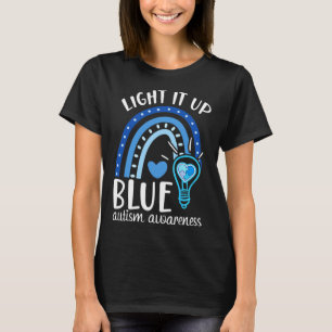 Camiseta Acenda-O Azul Autismo Teto Eu Visto Azul Para Auti