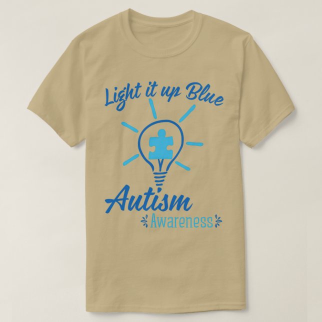 Camiseta Acenda o Dia da Consciência do Autismo Azul (Frente do Design)