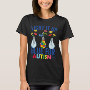 Camiseta Acenda-O Mês De Consciência Do Autismo Azul