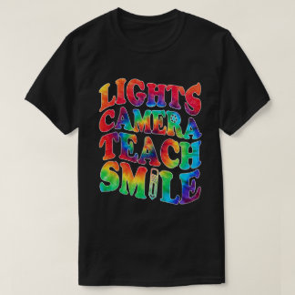 Camiseta Acende Camera Ensina Smilha Professora T-Shirt lts