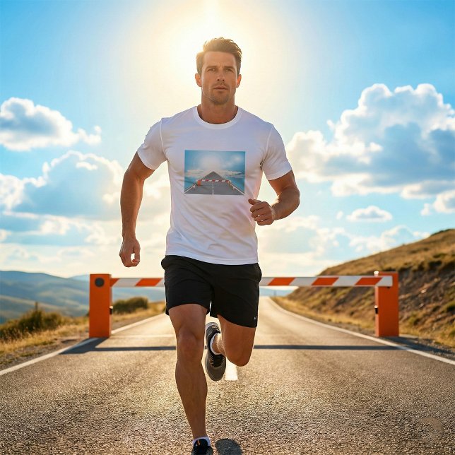 Camiseta Acesso Bloqueado à Barreira Rodoviária Vermelha e  (Criador carregado)