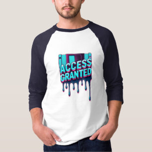 Camiseta Acesso Concedido Gráfico de Disquete de Hacker R