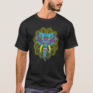 Camiseta Acessórios Clo de Elefante Ganesha Mandala Colorid