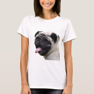 Camiseta Acessórios de fotos de Pug branco e bonito, adicio