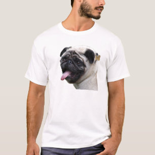 Camiseta Acessórios de fotos de Pug branco e bonito, adicio